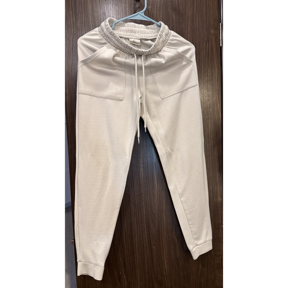 Women's grey/CREAM joggers. XS MEAS IN THE PICS.  ATHLETIC LEISURE EXERCISE
